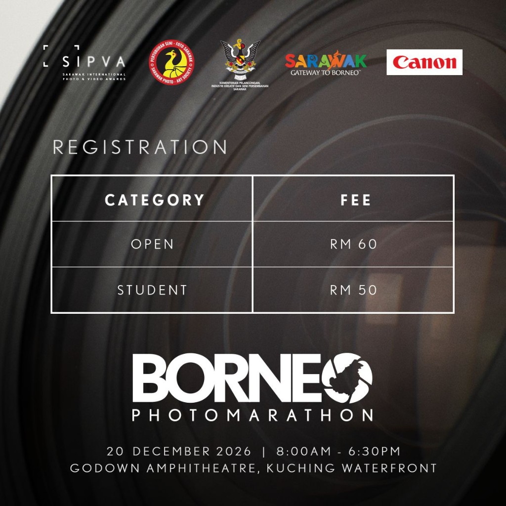 Borneo Photo Marathon Super Early Bird registration — Open RM 60, Student RM 50